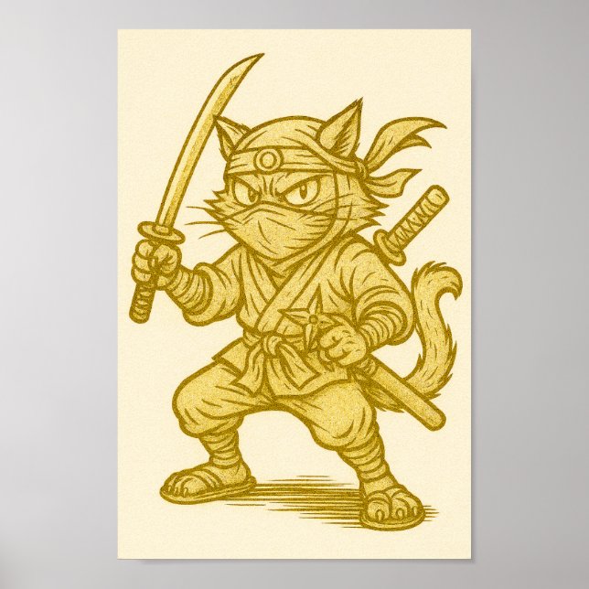 Poster Golden ninja cat (Frente)