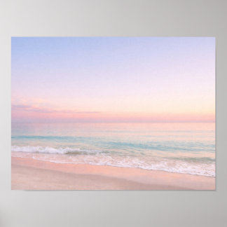 Poster Golden Ocean Sunset Horizon Calm Sea