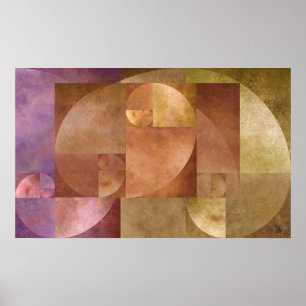 Poster Golden Ratio, Fibonacci Spiral