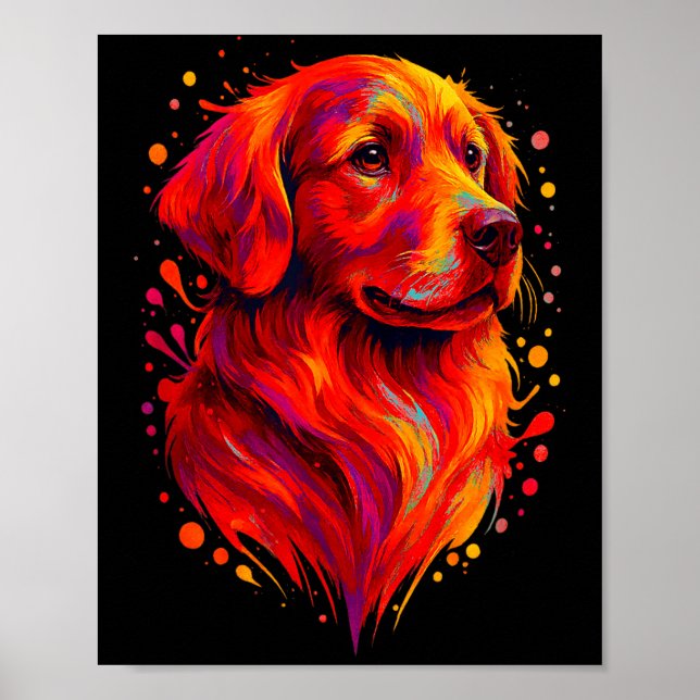 Poster Golden Retriever Art Rtrait For Dog Owners  (Frente)