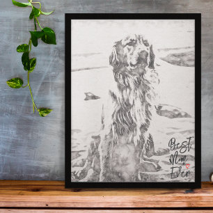 Poster Golden Retriever Arte Melhor Mãe de Todos os Tempo