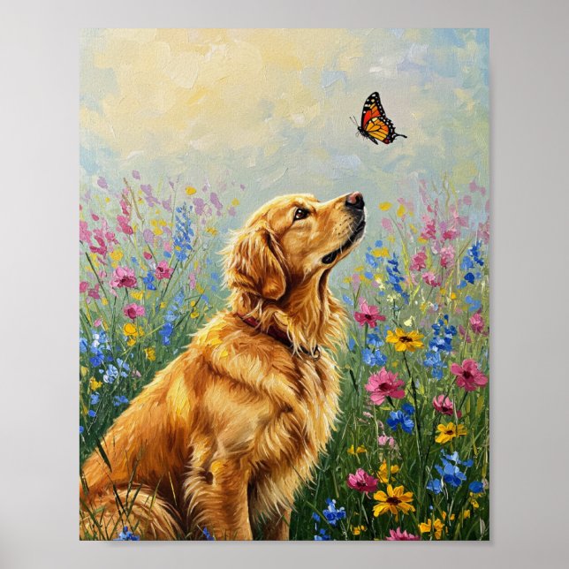 Poster Golden Retriever & Butterfly | Expressive Art (Frente)