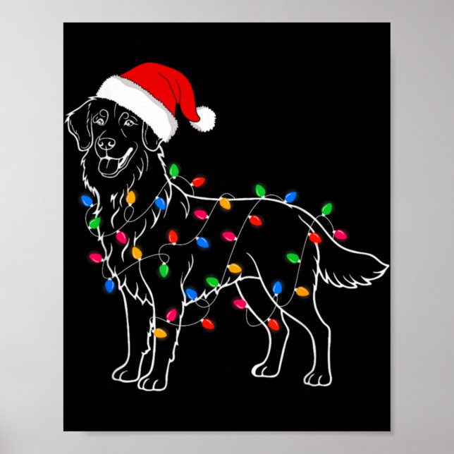 Poster Golden Retriever Dog Christmas Lights Santa Xmas D (Frente)