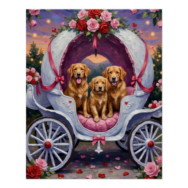 Pôster Golden Retriever Dog Valentine's Day  (Frente)