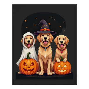 Pôster Golden Retriever Fantasma Halloween Doces Ou Trave