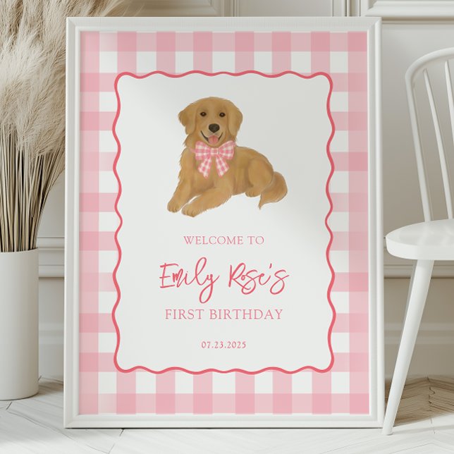 Poster Golden Retriever Puppy Birthday Party Welcome (Criador carregado)