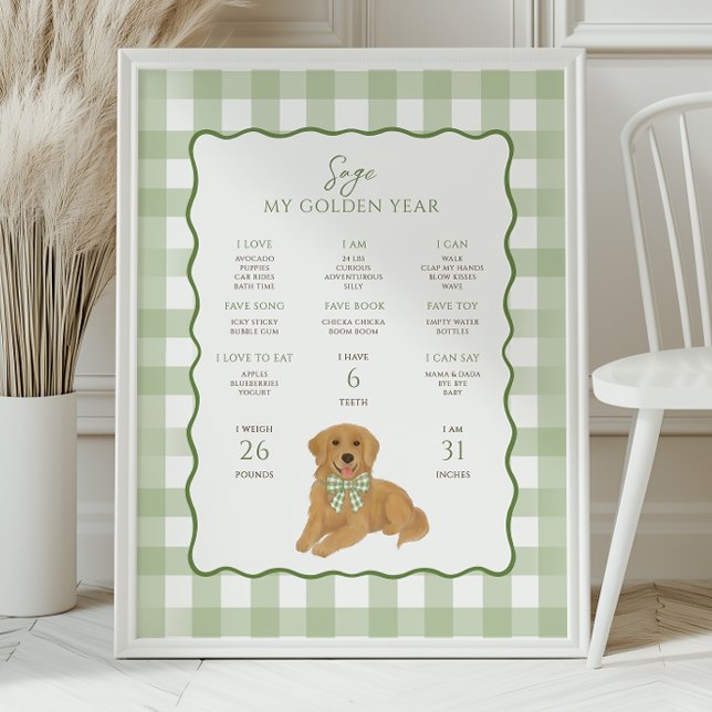 Poster Golden Retriever Puppy Dog 1st Birthday Milestone  (Criador carregado)