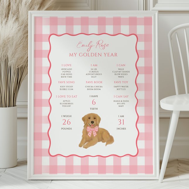 Poster Golden Retriever Puppy Dog 1st Birthday Milestone  (Criador carregado)