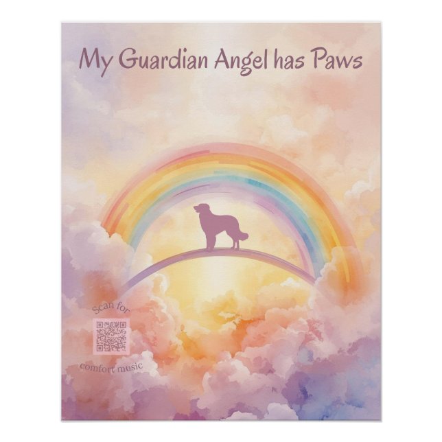 Pôster Golden Retriever Rainbow Bridge Poster – Dog Loss (Frente)
