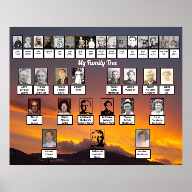 Poster Golden Sunset Personalized Family Trees (Frente)