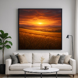 Poster Golden Valley - Campo de Trigo ao Pôr do Sol Estil