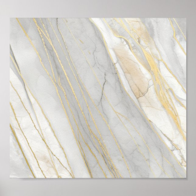 Poster Golden Veined Carrara Marble Texture (Frente)