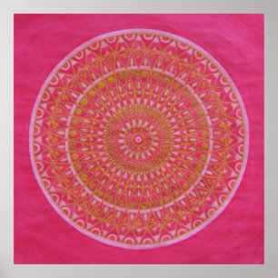 Pôster Golden wheel Mandala