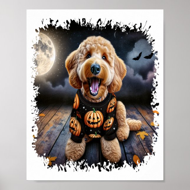 Poster Goldendoodle Cachorro Halloween (Frente)