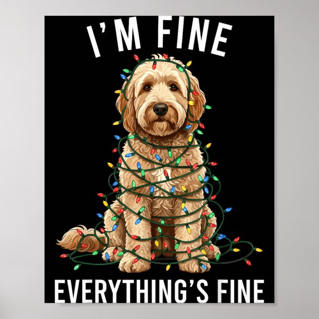 Poster Goldendoodle Christmas I'm Fine Everything Is Fine (Frente)