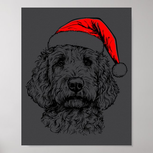 Poster Goldendoodle Christmas Santa Hat Xmas Pajama Golde (Frente)