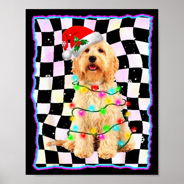 Poster Goldendoodle Dog Tree Christmas Xmas Pet Dogs Gift (Frente)