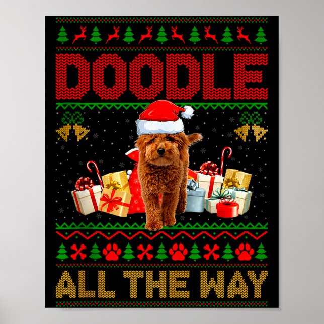 Poster Goldendoodle Dog Ugly Christmas Sweaters Pet Dog L (Frente)