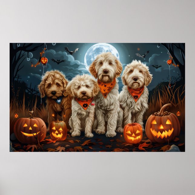 Poster Goldendoodle Halloween Spooky (Frente)