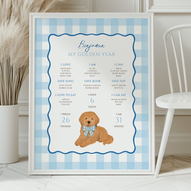 Poster Goldendoodle Puppy Dog 1st Birthday Milestone  (Criador carregado)