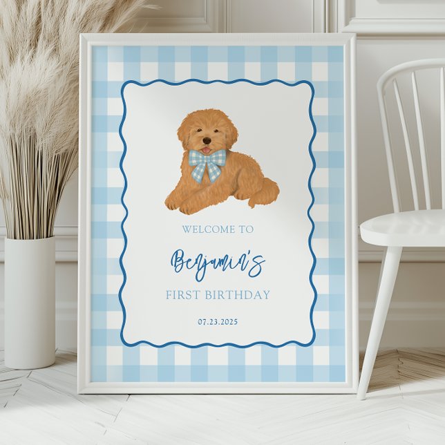Poster Goldendoodle Puppy Dog Birthday Party Welcome (Criador carregado)