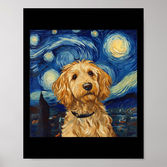Poster Goldendoodle Van Gogh Starry Night (Frente)