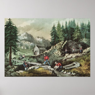 Pôster Goldmining em Califórnia, 1871