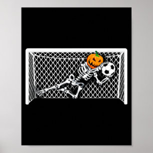 Poster Goleiro de Futebol de Esqueleto Abóbora de Hallowe