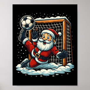 Poster Goleiro de futebol do Papai Noel Esportes Natal