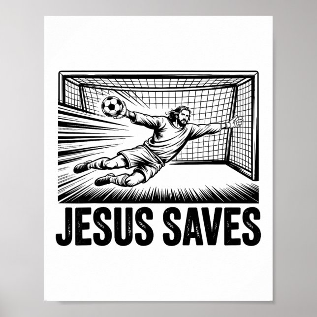 Poster Goleiro de Futebol Jesus Salva Cristão (Frente)