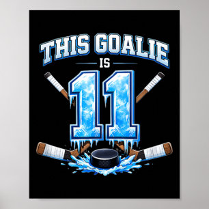 Poster Goleiro de hóquei no gelo de aniversário de 11 ano