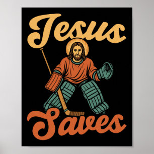 Poster Goleiro de Hóquei no Gelo Goleiro Vintage Jesus Je