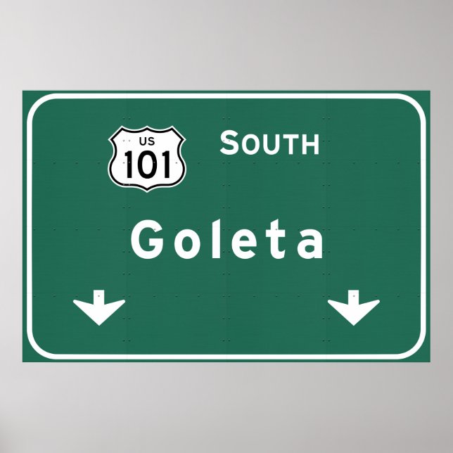 Pôster Goleta California US-101 South Interstate - (Frente)