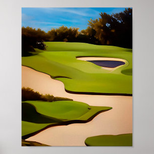 Poster Golf art for the golfer painting of golf course