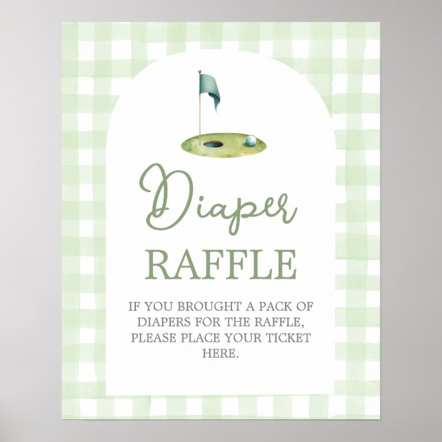 Poster Golf baby shower Diaper Raffle sign (Frente)