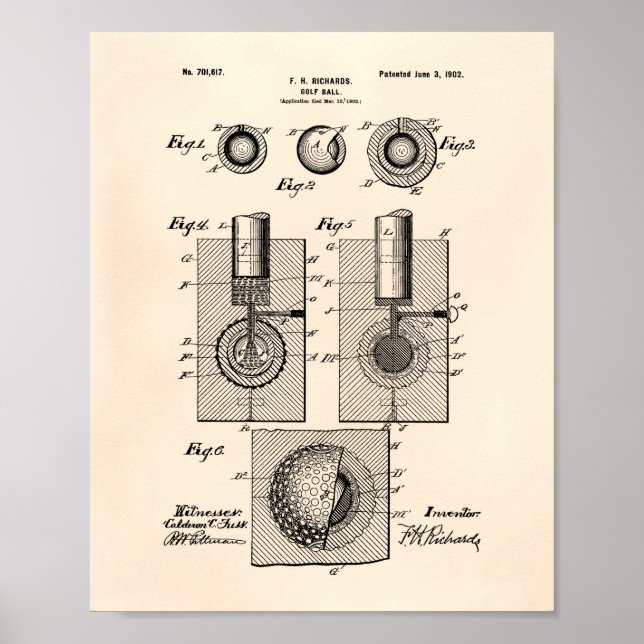 Poster Golf Ball 1902 Patent Art - Old Peper (Frente)