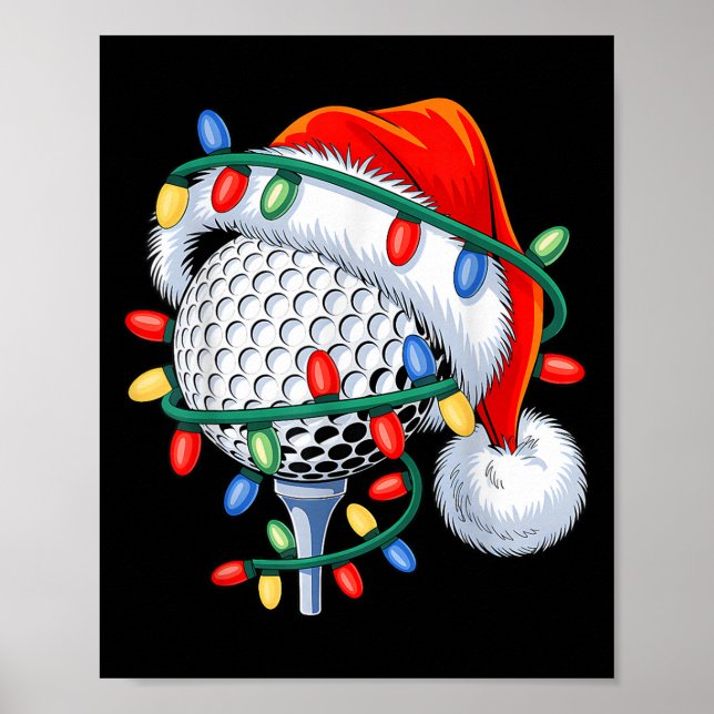 Poster Golf Ball Santa Hat Xmas Engraçados Homens de Nata (Frente)
