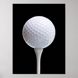 Pôster Golf Ball & Tee on Black - Personalizado Modelo