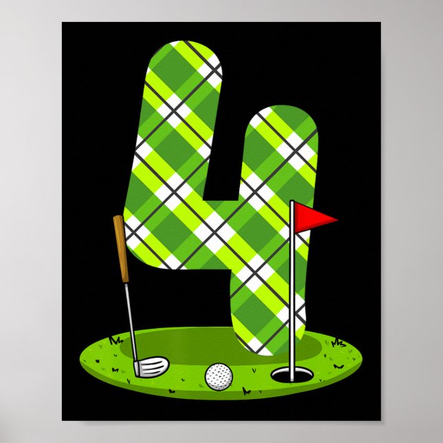Poster Golf Birthday Shirt For Kids 4th Birthday Party Go (Frente)