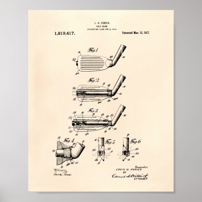 Pôster Golf Club 1917 Patent Art - Old Peper (Frente)
