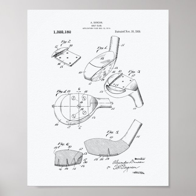Poster Golf Club 1919 Patent Art - Livro Branco (Frente)