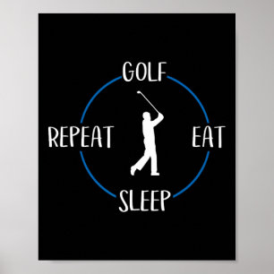 Poster Golf Coma Dormir Repete Presente Para Golfistas E