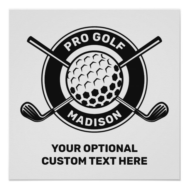 Pôster Golf de Nome e Texto Personalizado (Frente)