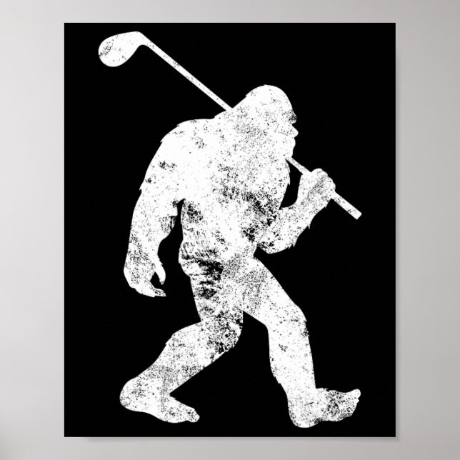 Poster Golf Golfe Vintage Sasquatch Homens Engraçados (Frente)