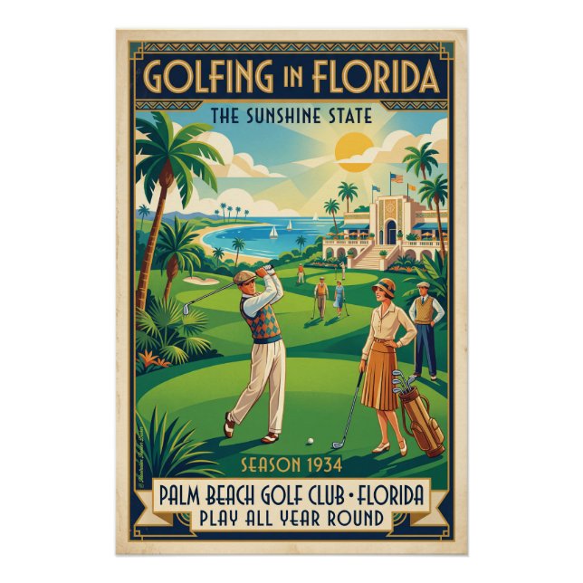 Pôster Golf in Florida – Palm Beach 1934  (Frente)