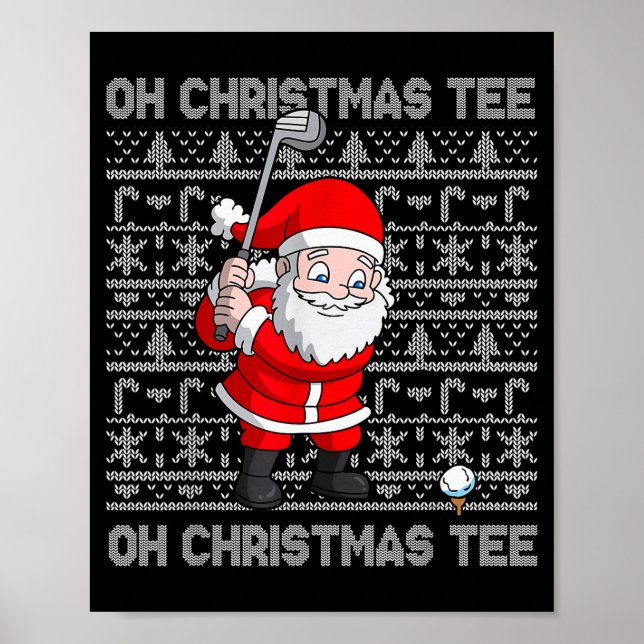 Poster Golf Oh Christmas Tee Santa Claus Golfer Golfing S (Frente)