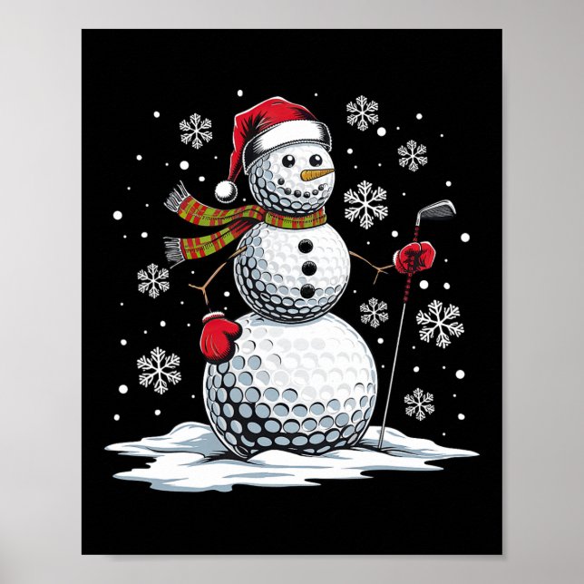 Poster Golf Snowman Golf Player Santa Hábito Engraçado Na (Frente)