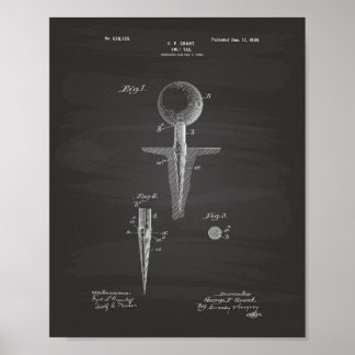 Pôster Golf Tee 1899 Patent Art - Chalkboard