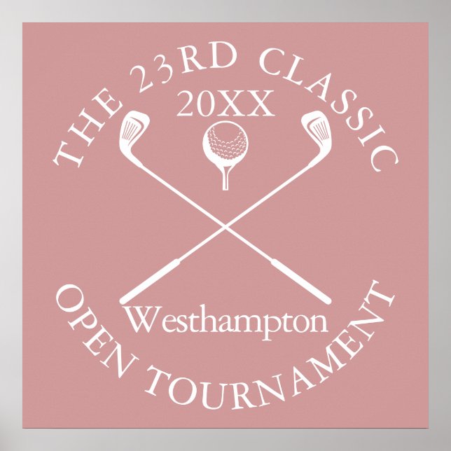 Poster Golf Tournament Classic Event Dusty Rose Pink Sign (Frente)