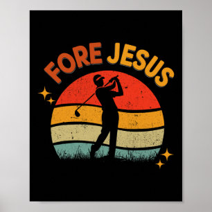 Poster Golfe Cristão Jesus Retro 70s Golfe Religioso